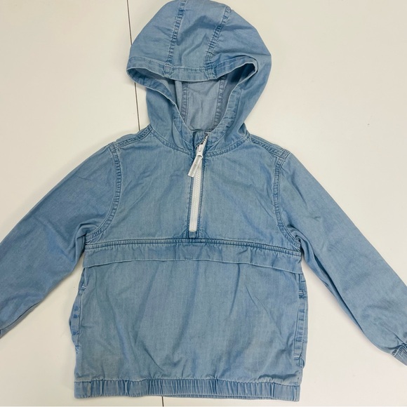 Cat & Jack Blue Jean Jacket with Hood and Zipper - Picture 1 of 6